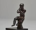 Oud-Romeins Bronzen uitzonderlijke zittende muzikant die de