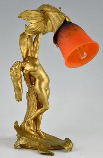 Helène Sibeud & Schneider - Lampe - Bronze doré - Femme Art
