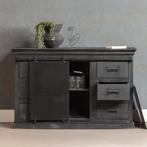 Dressoir Mangohout Milan 140 Zwart, Huis en Inrichting, Kasten | Dressoirs, 100 tot 150 cm, Verzenden, Nieuw, Industriële meubels