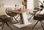 Meubella Eetkamertafel Brand Eiken wit 140 cm 4 - 6 personen, Huis en Inrichting, Tafels | Eettafels, Verzenden, Nieuw, 50 tot 100 cm