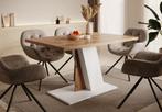 Meubella Eetkamertafel Brand Eiken wit 140 cm 4 - 6 personen, Huis en Inrichting, 50 tot 100 cm, Nieuw, Verzenden