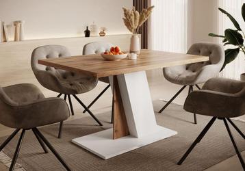 Meubella Eetkamertafel Brand Eiken wit 140 cm 4 - 6 personen