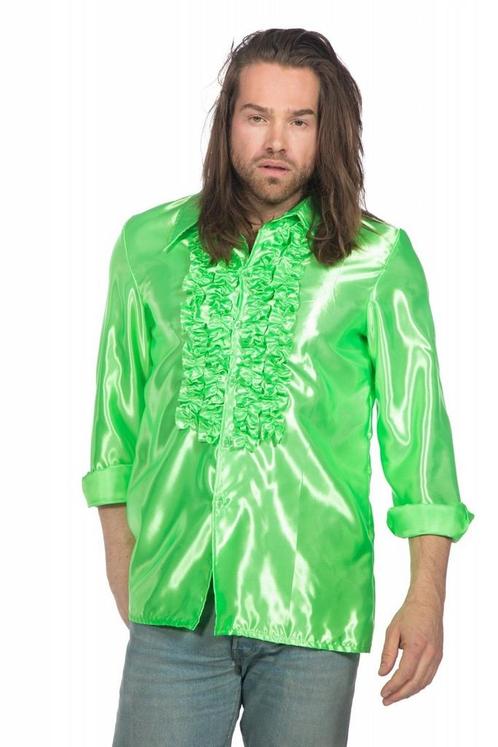 Disco Blouse Ruches Groen, Kleding | Heren, Carnavalskleding en Feestkleding, Nieuw, Verzenden