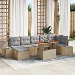 vidaXL 8-delige tuinsofa set met kussens in beige poly, Tuin en Terras, Verzenden, Nieuw