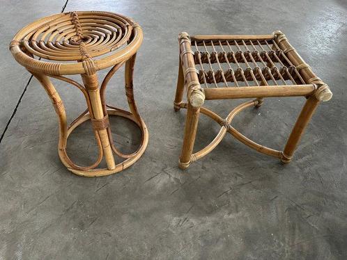 Kruk (2) - Bamboe, Rattan - Voetenbank, Antiek en Kunst, Curiosa en Brocante