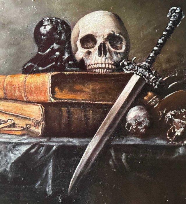 Italiaanse school (XX) - Memento Mori - NO RESERVE, Antiek en Kunst, Kunst | Schilderijen | Klassiek