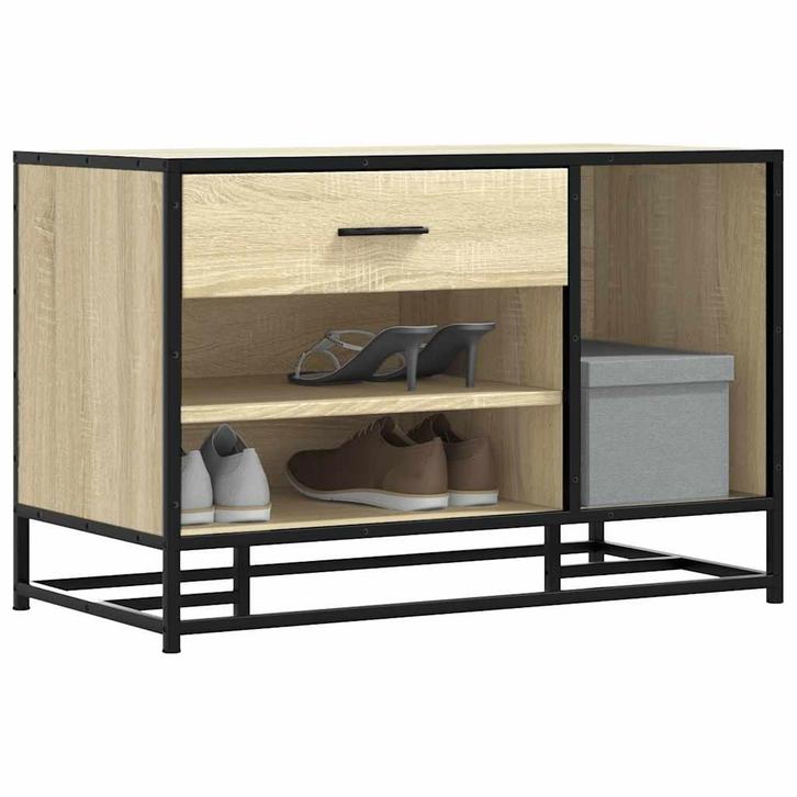 vidaXL Schoenenbank 80x40x53,5 cm bewerkt hout en metaal, Maison & Meubles, Maison & Meubles | Autre, Envoi