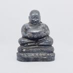Oude Siamees Zilver Zittende Happy Po Taj Boeddha op