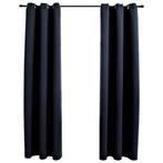 vidaXL Verduisteringsgordijnen met ringen 2 stuks zwart, Huis en Inrichting, Verzenden, Nieuw