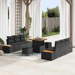 vidaXL Tuinbank Set met kussen met opslag 9 pcs Zwart 80 x, Tuin en Terras, Verzenden, Nieuw