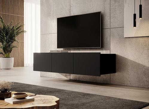 Meubella TV-Meubel Calabas mat zwart 150 cm hangend, Maison & Meubles, Armoires | Mobilier de télévision, Envoi