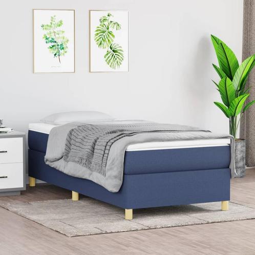 vidaXL Cadre de lit Bleu 90x190 cm Tissu, Maison & Meubles, Chambre à coucher | Lits, Neuf, Envoi