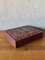 Doos - Reigers staand tussen riet en stromend water onder, Antiek en Kunst