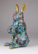 Chinese Cloisonne Rabbit Lapin Sculpture Statue Chine -