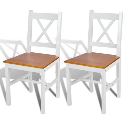 vidaXL Eetkamerstoelen 2 st grenenhout wit, Huis en Inrichting, Stoelen, Nieuw, Verzenden