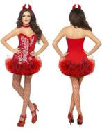 Red devil jurkje sexy met glitters, Ophalen of Verzenden