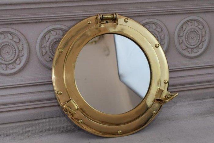 Wandspiegel - Verguld messing - Spiegel met kijkgat, Antiek en Kunst, Curiosa en Brocante