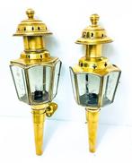 Wandkandelaar - Messing, Glas - Applicaties Lanterne Fiacre, Antiek en Kunst