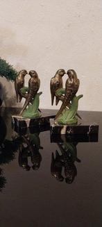 Boekensteunen (2) - Marmer, fonte d art - Papegaaien