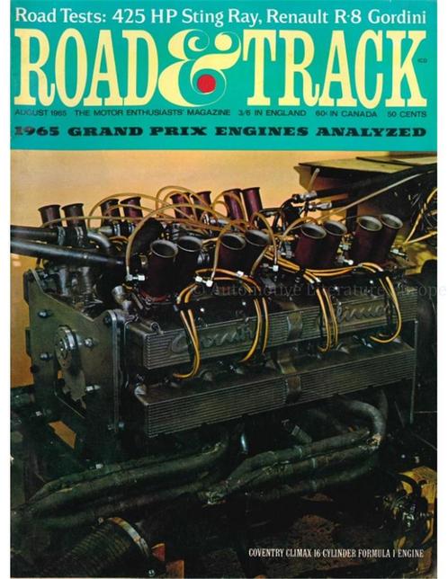 1965 ROAD AND TRACK MAGAZINE AUGUST ENGELS, Livres, Autos | Brochures & Magazines