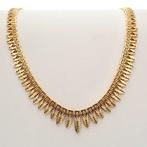 Gouden dames collier; Vintage | 46 cm (vintage ketting), Handtassen en Accessoires, Kettingen, Ophalen of Verzenden, Gebruikt