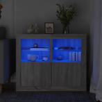 vidaXL Bijzetkastjes met LED 2 st bewerkt hout grijs sonoma, Verzenden, Nieuw