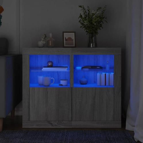 vidaXL Bijzetkastjes met LED 2 st bewerkt hout grijs sonoma, Huis en Inrichting, Kasten | Overige, Nieuw, Verzenden
