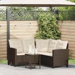 vidaXL Tuinbank met tafel en kussens L-vormig bruin, Tuin en Terras, Verzenden, Nieuw