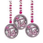 Sweet 16 Hangdecoratie 70cm 3st, Verzenden, Nieuw