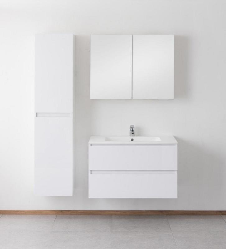 Sanifun badkamermeubel Karolina Wit 900 Glanzend, Huis en Inrichting, Badkamer | Badkamermeubels, 50 tot 75 cm, Nieuw, (Half)hoge kast