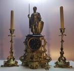 Klok en garnituur set  (3) Napoleon III Steen (mineraal),, Antiek en Kunst, Antiek | Klokken