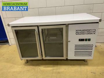 RVS Koelwerkbank 2 glasdeuren glazen deur 1/1 GN 136 cm 230V, Ophalen of Verzenden