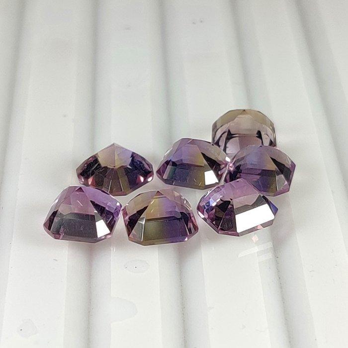Zonder Minimumprijs - 7 pcs Geel, Paars Amethist, Citrien -, Handtassen en Accessoires, Edelstenen