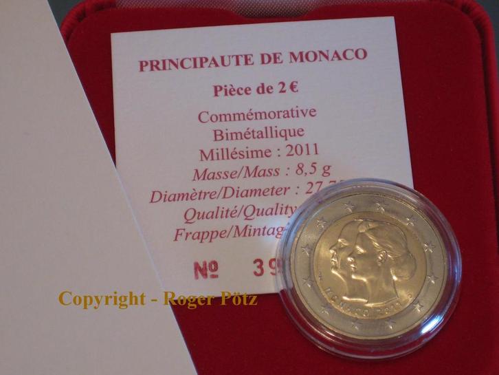 2 Euro 2011 Monaco Hochzeit Albert en Charlene im Etui mi..., Postzegels en Munten, Munten | Europa | Euromunten, België, Verzenden