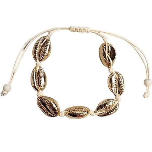 Fako Bijoux® - Armband - Schelpjes - Goud - Wit, Handtassen en Accessoires, Armbanden, Verzenden