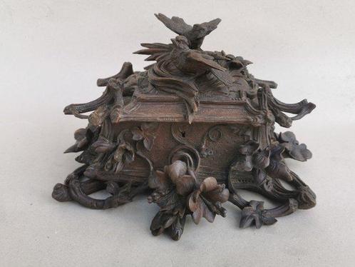 Sieradendoos - Hout - Zwarte bos sieraden doos, Antiek en Kunst, Antiek | Overige Antiek