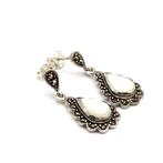 Argent, Argent sterling 925, nacre et marcasite - Boucles