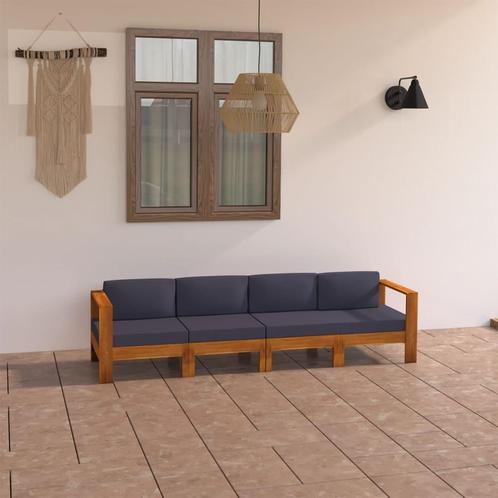 vidaXL Tuinbank 4-zits met donkergrijze kussens acaciahout, Tuin en Terras, Tuinsets en Loungesets, Nieuw, Verzenden