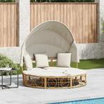 vidaXL Loungebed voor buiten met luifel en kussens poly, Tuin en Terras, Ligbedden, Verzenden, Nieuw