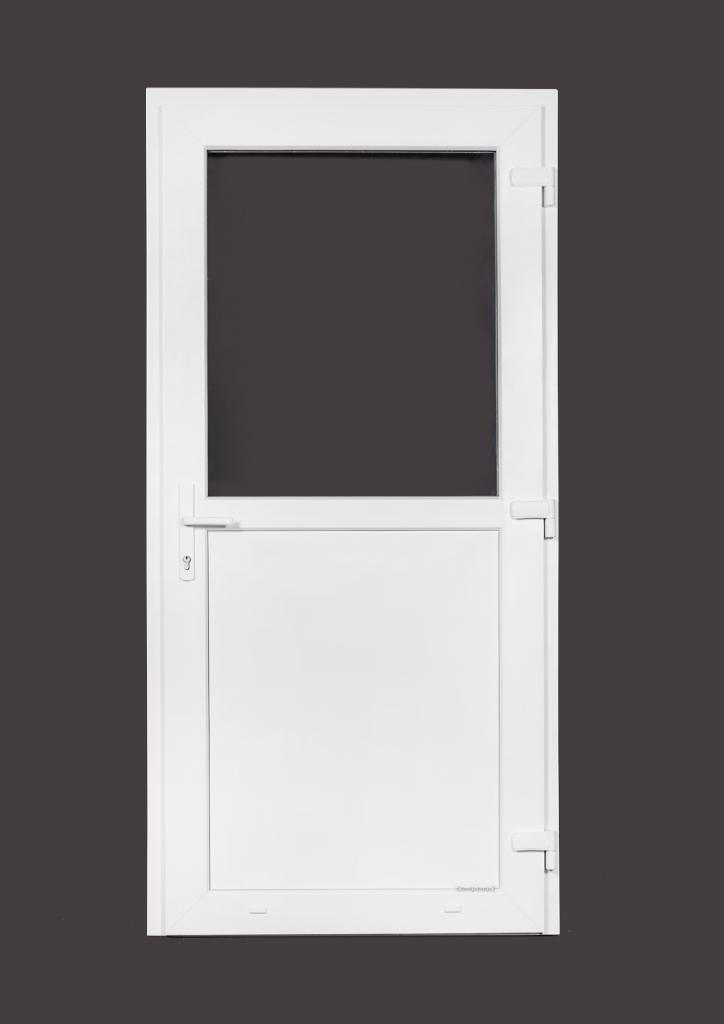 PVC Deur 1/2 glas Basic Plus b98xh215 cm wit L, Doe-het-zelf en Bouw, Deuren en Vliegenramen, Nieuw, Glas, Kunststof, Metaal, Buitendeur