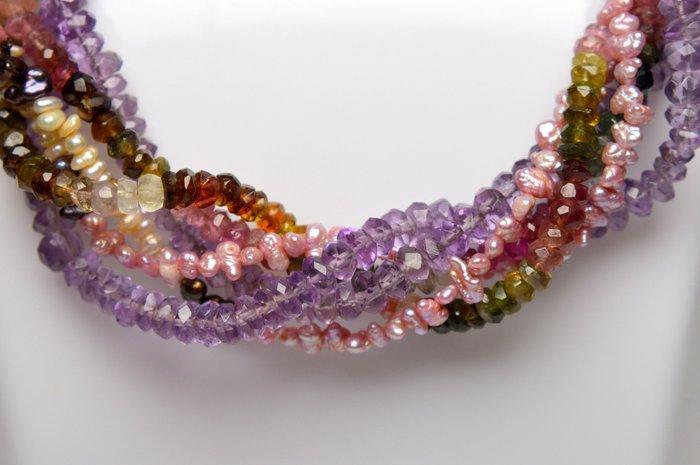 Pink Pearls, Tourmaline, Amethyst - 90g - Halsketting, Collections, Minéraux & Fossiles