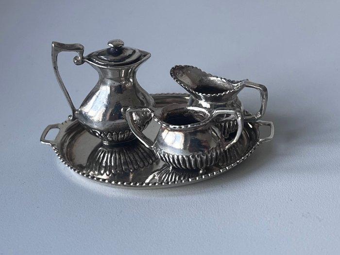 Koffieservies (4) - Zilver - 4 delig miniatuur, Antiek en Kunst, Antiek | Zilver en Goud