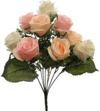 Zijden rozen ivory pink peach knop met gips grote bloem, Nieuw