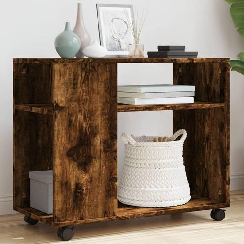 vidaXL Bijzettafel met wieltjes 70x35x60 cm hout gerookt, Huis en Inrichting, Tafels | Bijzettafels, Nieuw, Verzenden