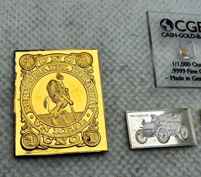 Verenigde Staten, Duitsland, Paraguay. Lote 4 lingotes plata, Postzegels en Munten, Munten | Europa | Niet-Euromunten