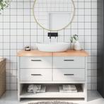 vidaXL Wastafelblad 120x60x(2-6) cm behandeld massief hout, Huis en Inrichting, Keuken | Keukenelementen, Verzenden, Nieuw