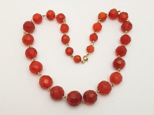 Zilver, Art Deco, Carneool - Halsketting, Antiek en Kunst, Kunst | Designobjecten