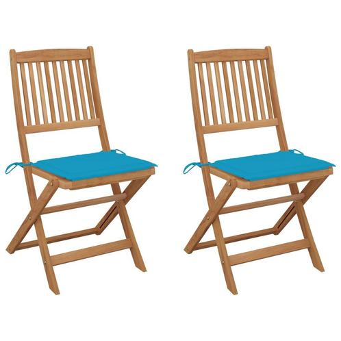 vidaXL Chaises pliables de jardin 2 pcs avec coussins, Tuin en Terras, Tuinsets en Loungesets, Verzenden