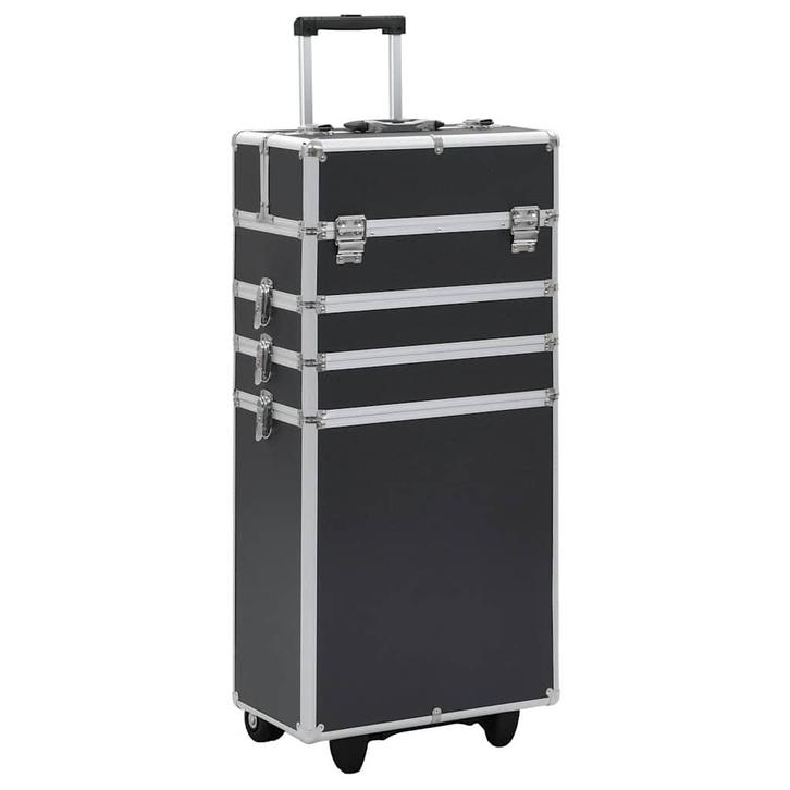 vidaXL Make-up trolley aluminium zwart, Handtassen en Accessoires, Toilettassen, Nieuw, Verzenden