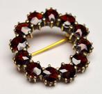 Zonder Minimumprijs - Broche - 8 karaat Geel goud Granaat -, Handtassen en Accessoires, Antieke sieraden